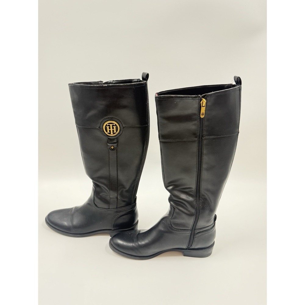 Tommy Hilfiger Twilia Boots Inner Zip Synthetic Textile Upper Black Sz 9.5 M